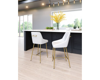 ZUO Madelaine Counter Chair - White/Gold