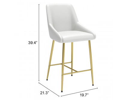 ZUO Madelaine Counter Chair - White/Gold