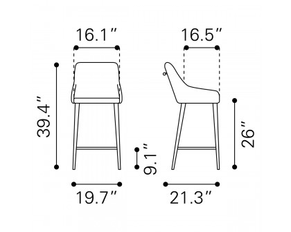 ZUO Madelaine Counter Chair - White/Gold