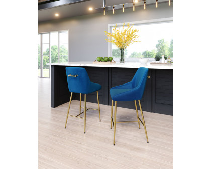 ZUO Madelaine Counter Chair - Navy/Gold