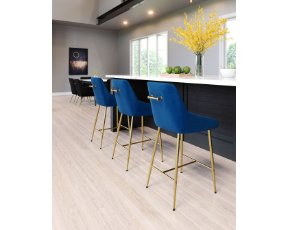 ZUO Madelaine Counter Chair - Navy/Gold