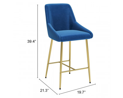 ZUO Madelaine Counter Chair - Navy/Gold