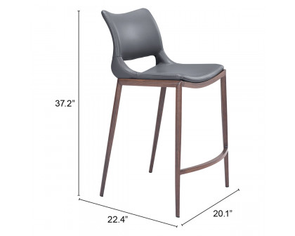 ZUO - Ace Bar Chair in Dark Gray/Brown