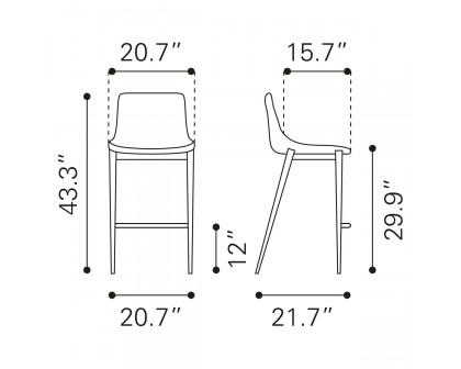 ZUO - Magnus Bar Chair in Dark Gray/Black