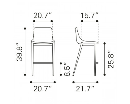 ZUO - Magnus Counter Chair in Dark Gray/Black