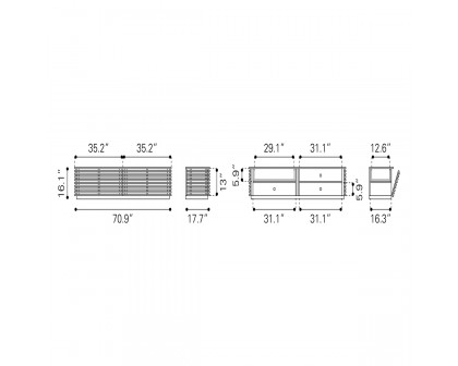 ZUO Linea Wide Entertainment Sd - Walnut