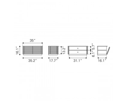 ZUO Linea Narrow Entertainment Sd - Walnut