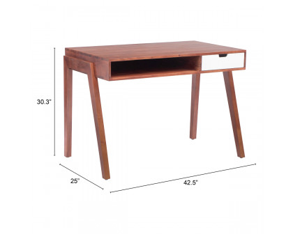 ZUO - Linea Desk in Brown/White