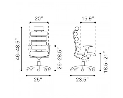 ZUO Unico Office Chair - White/Black