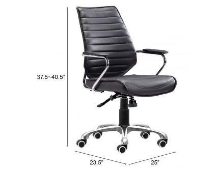 ZUO Enterprise Low Back Office Chair - Black/Silver