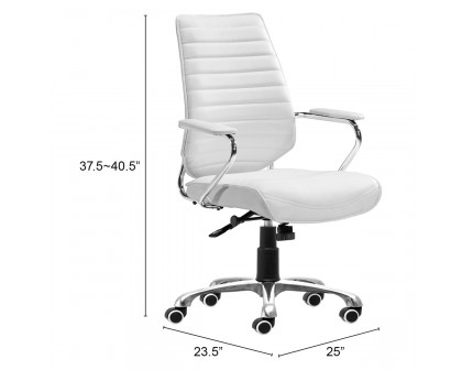 ZUO Enterprise Low Back Office Chair - White/Silver