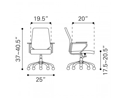 ZUO Enterprise Low Back Office Chair - White/Silver