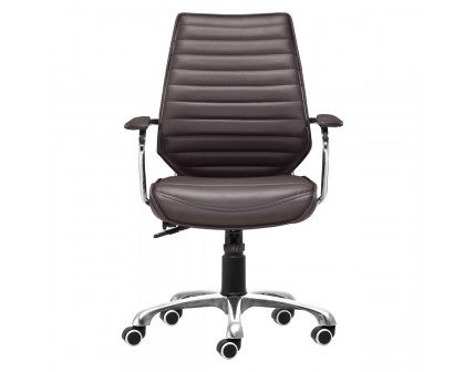 ZUO Enterprise Low Back Office Chair - Espresso/Silver