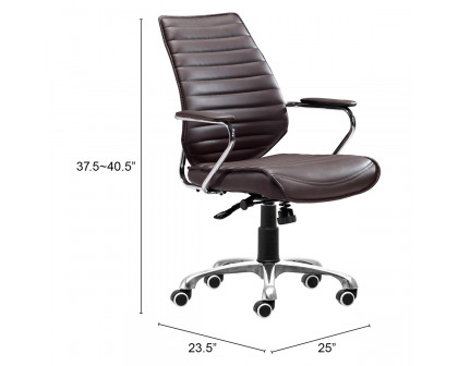 ZUO Enterprise Low Back Office Chair - Espresso/Silver