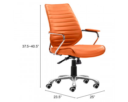 ZUO Enterprise Low Back Office Chair - Orange/Silver