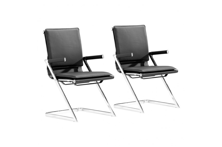 ZUO™ Lider Plus Conference Chair (Set Of 2) - Black/Silver