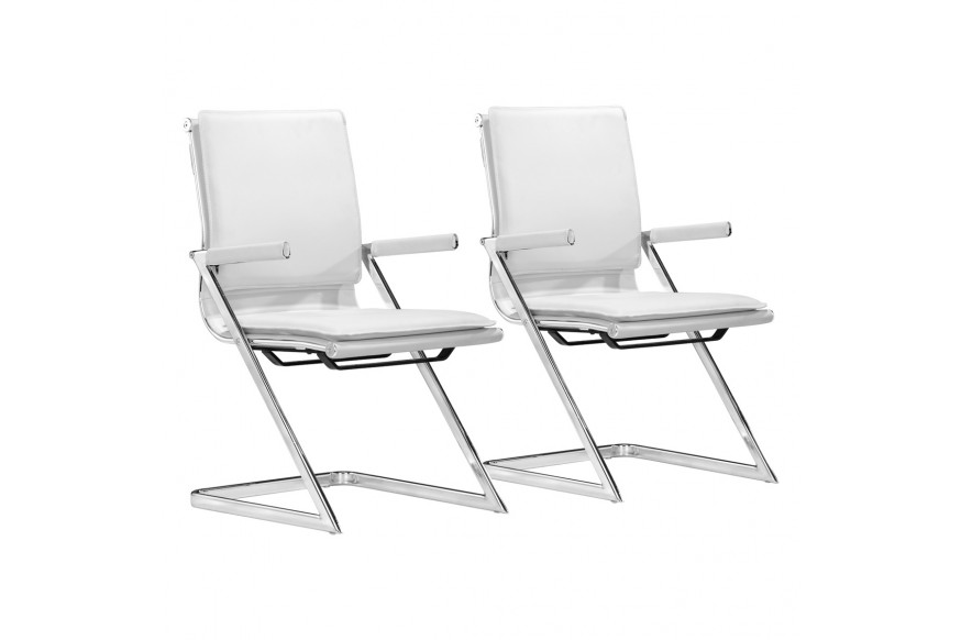 ZUO™ Lider Plus Conference Chair (Set Of 2) - White/Silver