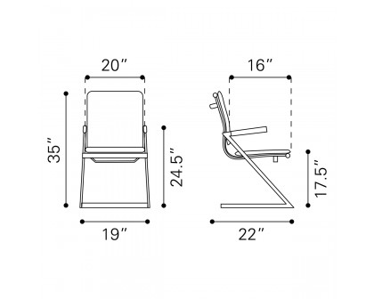 ZUO™ Lider Plus Conference Chair (Set Of 2) - White/Silver