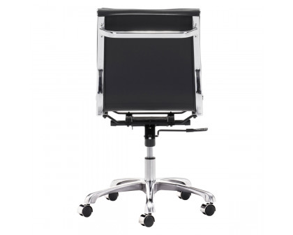 ZUO Lider Plus Armless Office Chair - Black/Silver