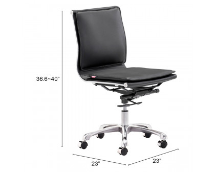 ZUO Lider Plus Armless Office Chair - Black/Silver