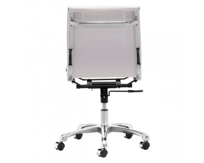 ZUO Lider Plus Armless Office Chair - White/Silver