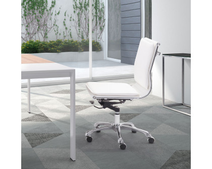 ZUO Lider Plus Armless Office Chair - White/Silver