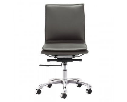 ZUO Lider Plus Armless Office Chair - Gray/Silver