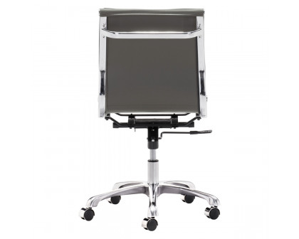 ZUO Lider Plus Armless Office Chair - Gray/Silver