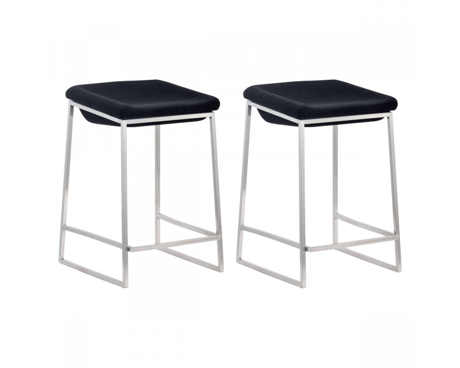 ZUO Lids Counter Stool (Set Of 2) - Dark Gray/Silver