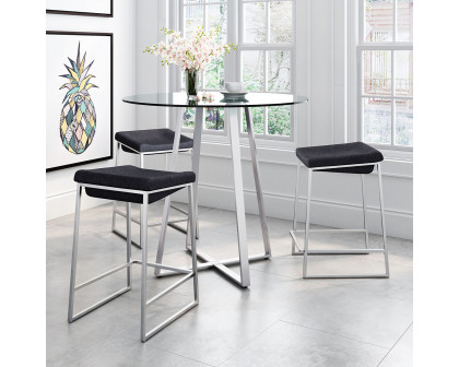 ZUO Lids Counter Stool (Set Of 2) - Dark Gray/Silver