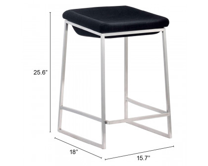 ZUO Lids Counter Stool (Set Of 2) - Dark Gray/Silver