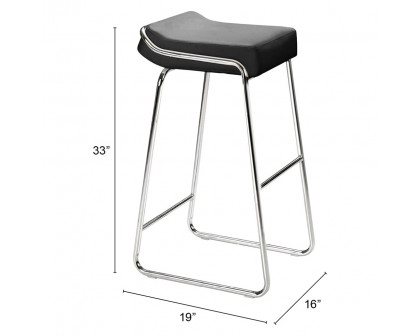 ZUO Wedge Barstool (Set Of 2) - Black/Silver