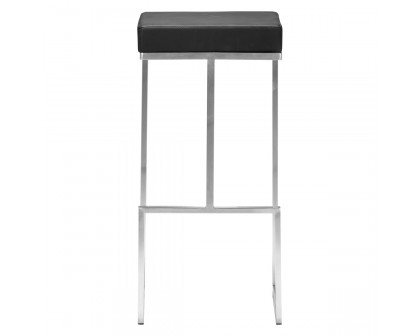 ZUO Darwen Barstool (Set Of 2) - Black/Silver