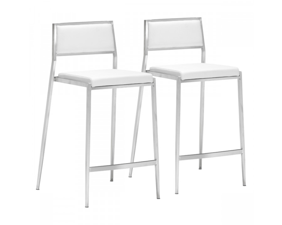 ZUO Dolemite Counter Chair (Set Of 2) - White/Silver