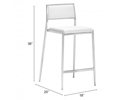 ZUO Dolemite Counter Chair (Set Of 2) - White/Silver