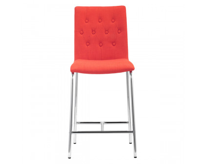 ZUO Uppsala Counter Chair (Set Of 2) - Tangerine/Silver