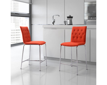 ZUO Uppsala Counter Chair (Set Of 2) - Tangerine/Silver