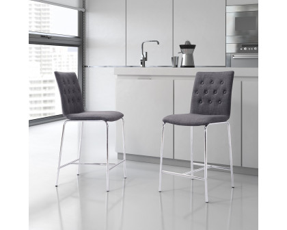 ZUO Uppsala Counter Chair (Set Of 2) - Graphite/Silver