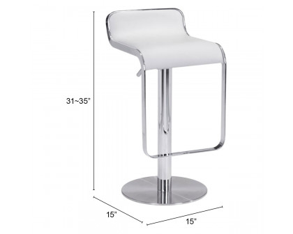 ZUO Equino Barstool - White/Silver