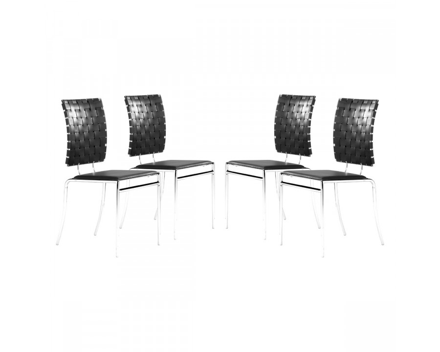 ZUO Criss Cross Dining Chair (Set Of 4) - Black/Silver