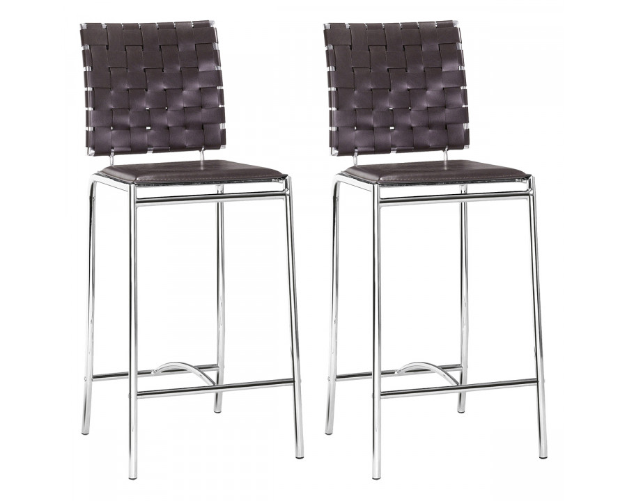 ZUO Criss Cross Counter Chair (Set Of 2) - Espresso/Silver