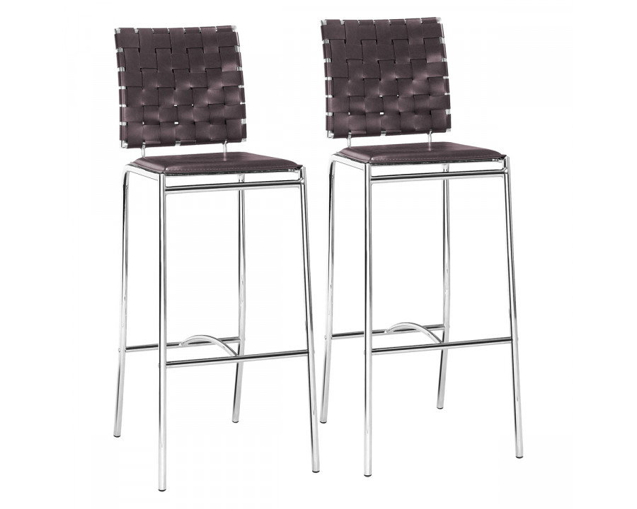 ZUO Criss Cross Bar Chair (Set Of 2) - Espresso/Silver