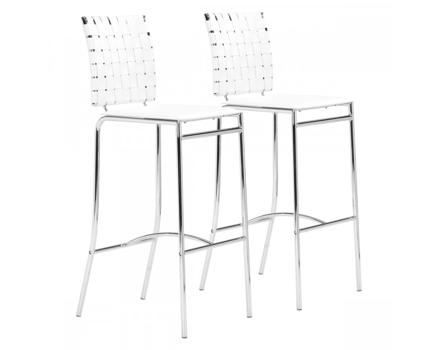 ZUO Criss Cross Bar Chair (Set Of 2) - White/Silver