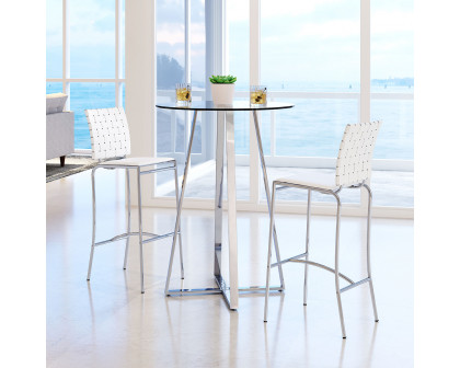 ZUO Criss Cross Bar Chair (Set Of 2) - White/Silver