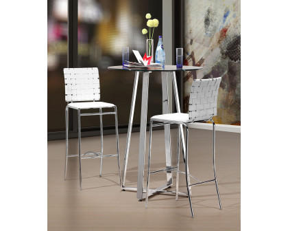 ZUO Criss Cross Bar Chair (Set Of 2) - White/Silver