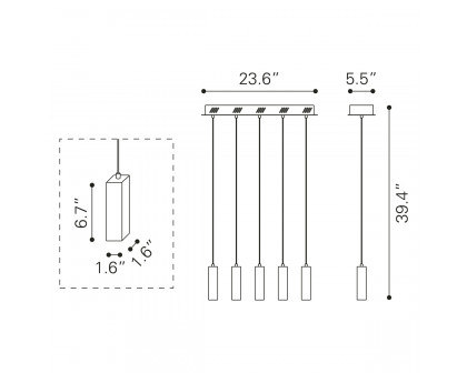 ZUO Celeron Ceiling Lamp - Clear