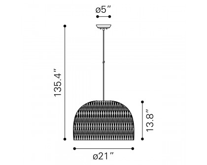 ZUO - Paradise Ceiling Lamp in Gray