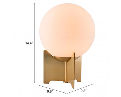 ZUO - Pearl Table Lamp in White/Brushed Brass