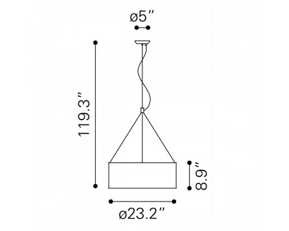 ZUO - Jena Ceiling Lamp in Chrome