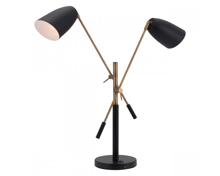 ZUO - Tanner Table Lamp in Matte Black/Brass